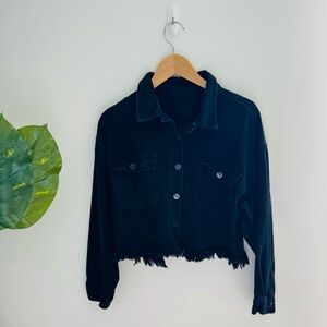 SHEIN | Black Denim Cropped Jacket Size Medium